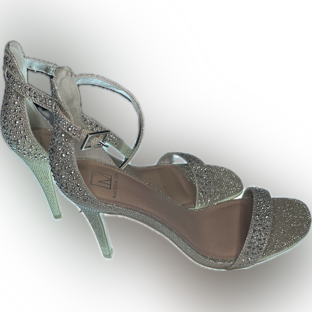 Material Girl Glittering Silver Heels